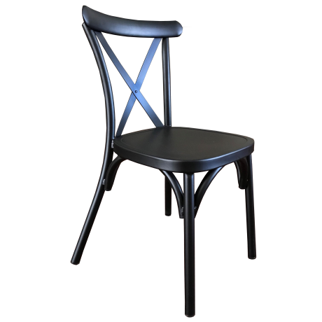 Cross Back Aluminium Dining Chair - Black